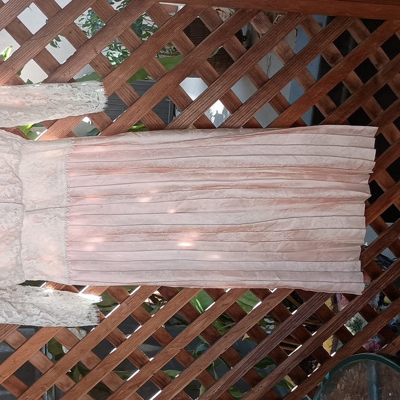 Vintage Jessica McClintock White Lace Top & Pink Silk Drop Waist Dress, Size 10 - Picture 4 of 8